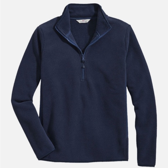 Vineyard Vines Women's Large Vineyard Navy Blank Harbor Fleece Quarter Zip - Picture 2 of 6